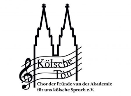 Logo des Chors der Fründe vun der kölschen Sproch mit den Domspitzen im Hintergrund